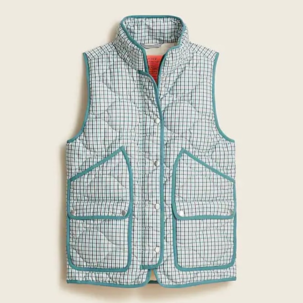 JCREW Quilted Puffer Vest NWT Sz Small Aqua Multi